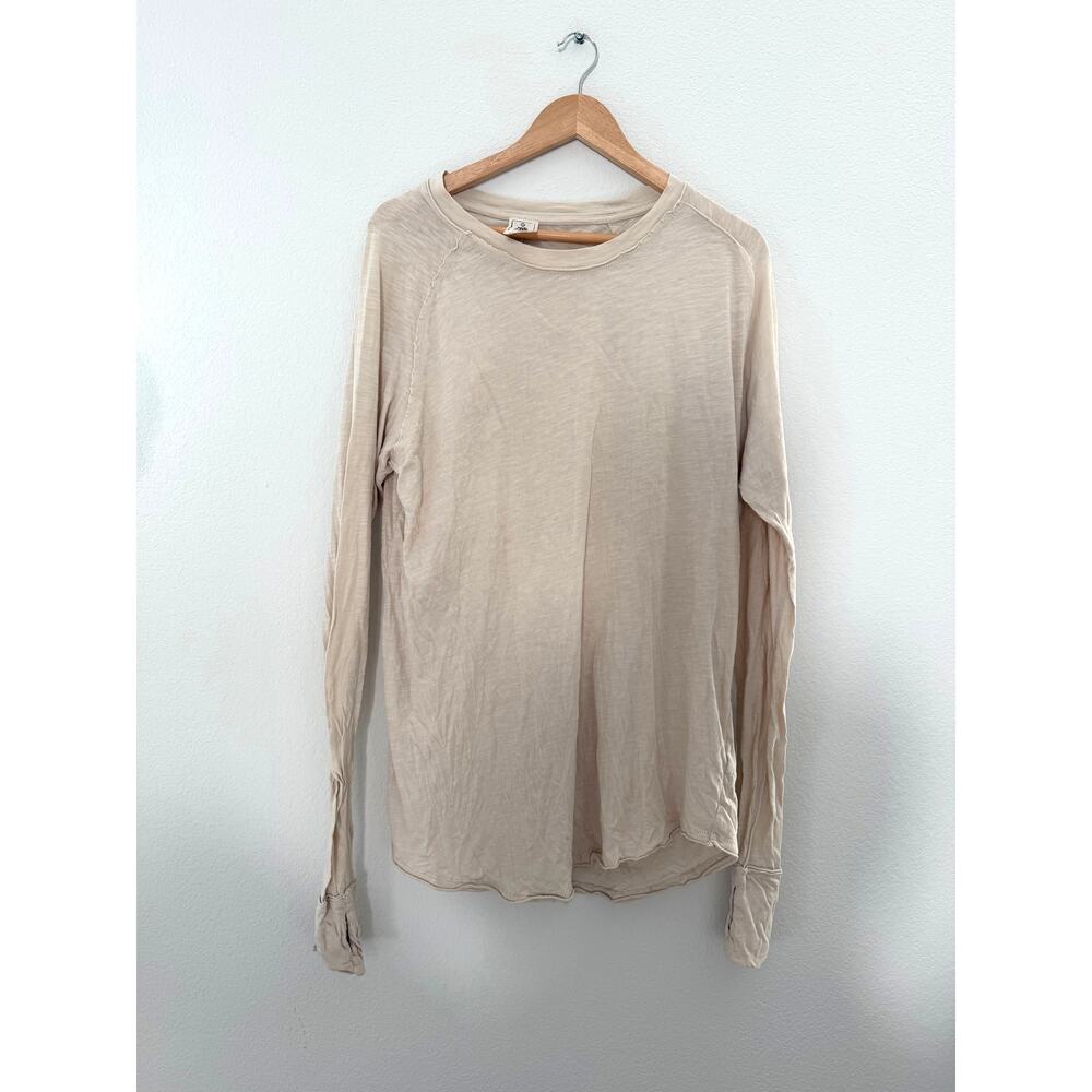 We The Free by Free People Arden Tee Cream Cotton Long Sleeve Thumbhole Size S/P